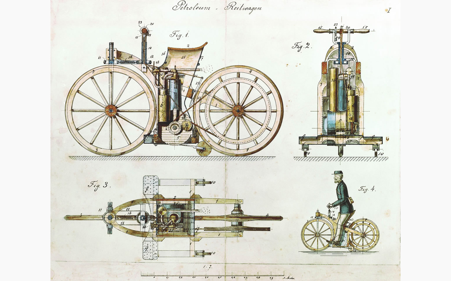 29 августа 1885 года инженер Готтлиб Даймлер оформил патент DRP №&nbsp;36-423, описывающий &laquo;транспортное средство с газовым или нефтяным двигателем&raquo;&nbsp;&mdash; Daimler Petroleum Reitwagen